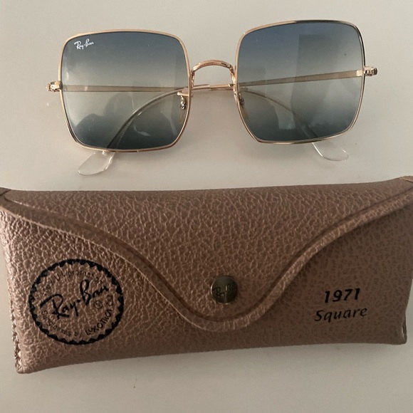 Ray-Ban Gold and Blue Square Sunglasses ORB 1971